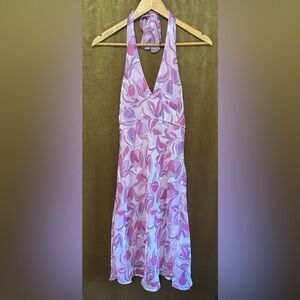 Vintage Y2K 90s Floral Halter Party Dress
